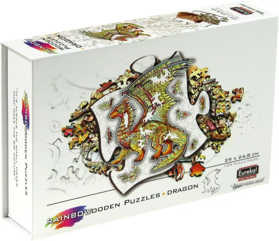 Puzzle 104 drewniane kolorowe Smok - tantis.pl