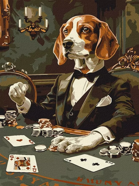 Malowanie po numerach - Hazardowy beagle 30x40cm - tantis.pl