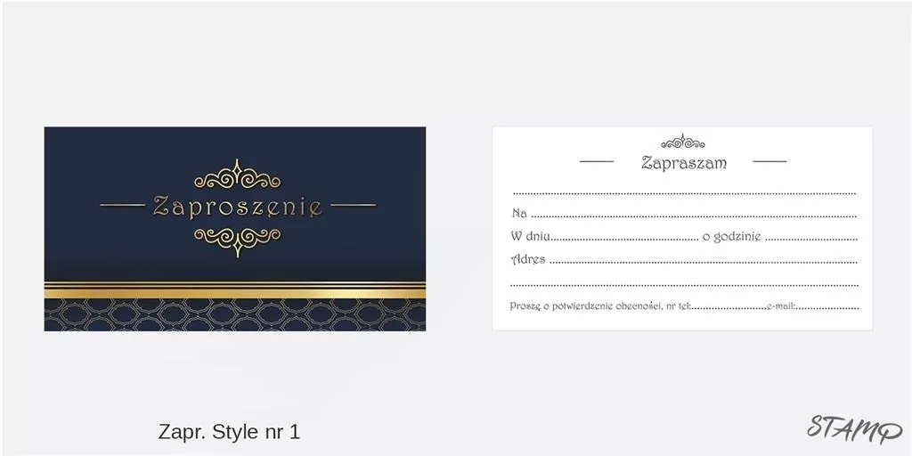 Zaproszenia. Style nr 01 - tantis.pl