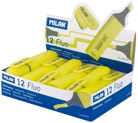 Zakreślacz Fluo płaski żółty (12szt) MILAN - tantis.pl
