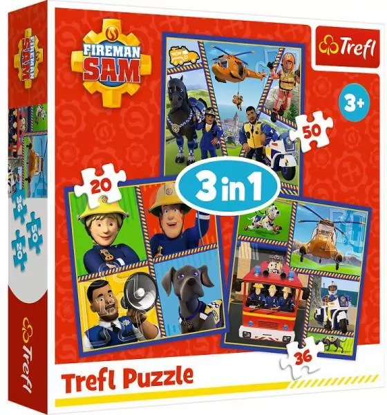 Trefl. Puzzle 3w1. Dzień Strażaka Sama - tantis.pl