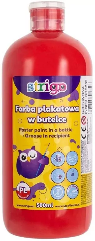 Farba plakatowa w butelce. Czerwona 500ml - tantis.pl
