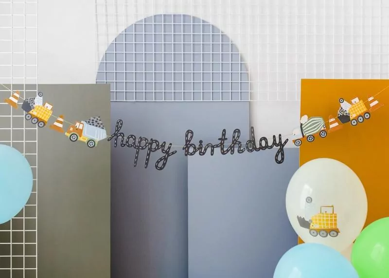 Girlanda Happy birthday. Pojazdy budowlane 2m - tantis.pl