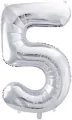 Balon foliowy cyfra 5 86cm srebrny - tantis.pl