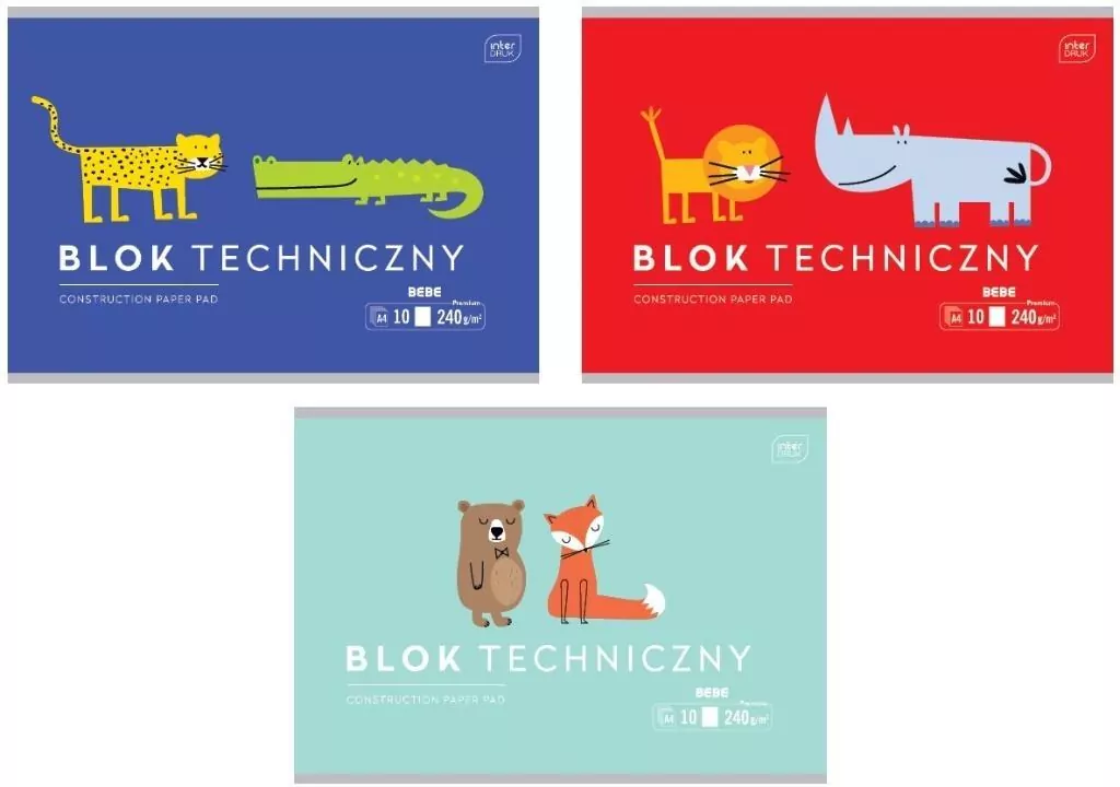 Blok techniczny A4/10K 240g BEBE Kids mix - tantis.pl