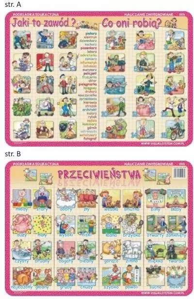 Podkładka edukacyjna  Jaki to zawód?, co oni robią, przeciwieństwa - tantis.pl