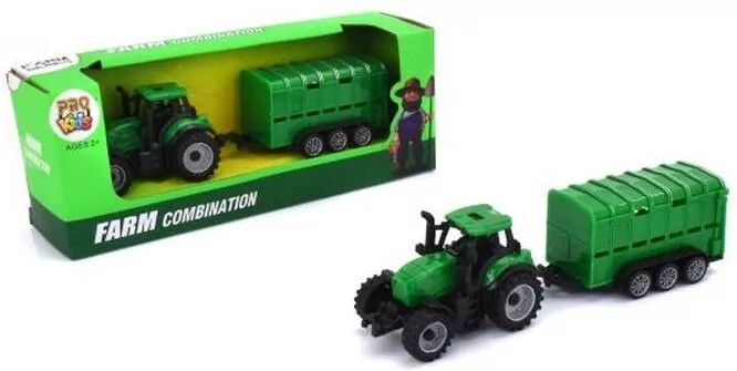 Traktor rolniczy z przyczepą zielony. Zabawka. Pro Kids - tantis.pl