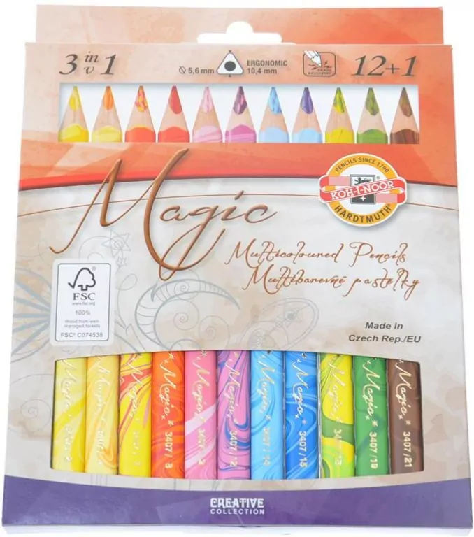 Kredki trójkolorowe. Magic 3w1. 12+1 kolorów - tantis.pl