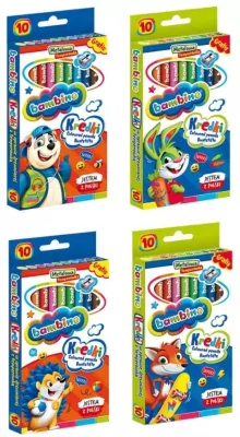 Kredki Bambino w oprawie drewnianej z temperówką. 10 kolorów