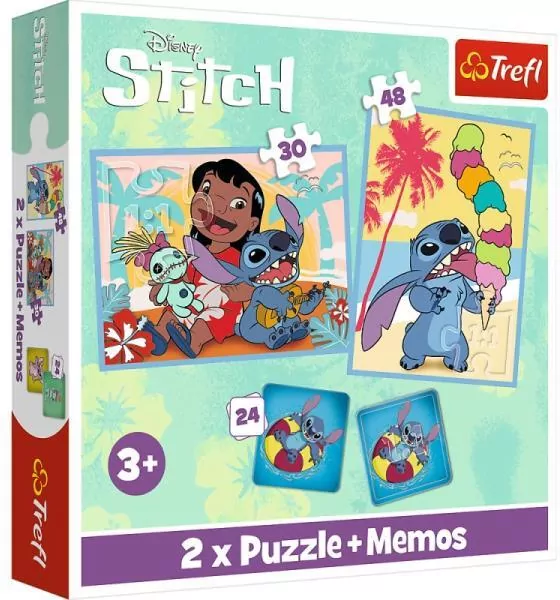 Trefl. Puzzle 2w1 + memos. Wesoły dzień Lilo&Stitch - tantis.pl