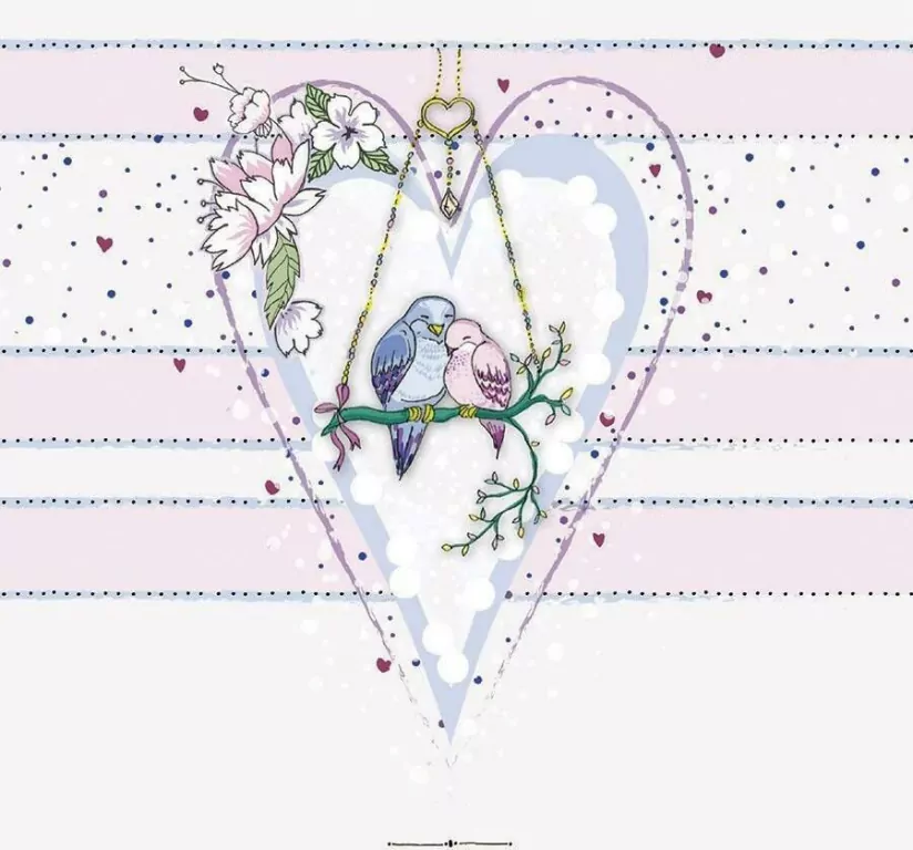 Karnet Swarovski kwadrat CL0224 Ptaszki w sercu - tantis.pl