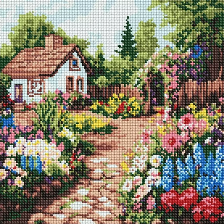 Mozaika diamentowa - Kwiatowe rabaty 40x40cm - tantis.pl