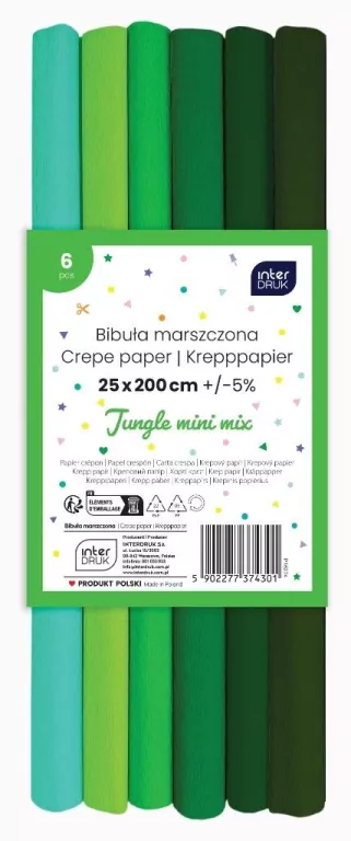 Bibuła marszczona Jungle mini mix 200x25cm - tantis.pl
