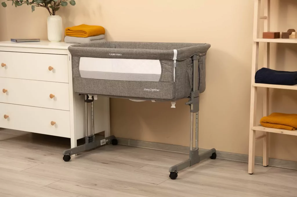 Caretero Łóżeczko dostawne Sleep2gether grafitowe - tantis.pl