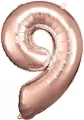 Balon foliowy cyfra 9 różowe złoto 60x86cm - tantis.pl