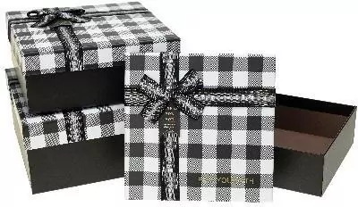 Pudełko prezentowe z kokardą krata ROZETTE - tantis.pl
