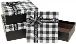 Pudełko prezentowe z kokardą krata ROZETTE