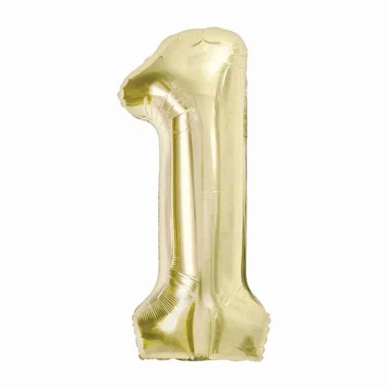 Balon foliowy B&C cyfra 1 szampański 85cm - tantis.pl
