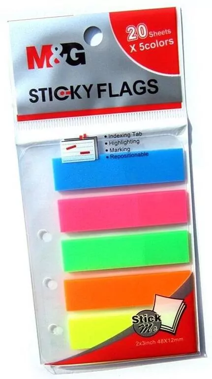 Zakładki indeksujące fluo 5 kolorów M&G - tantis.pl