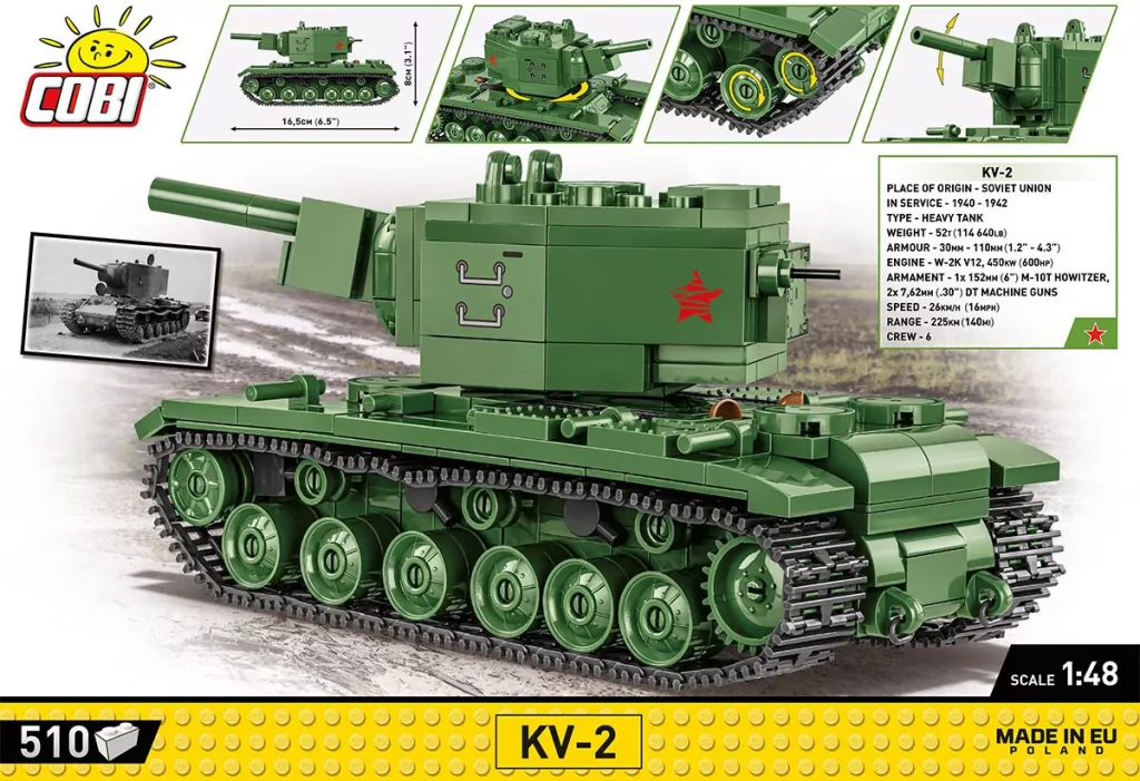 Klocki Cobi.  Czołg Kv-2 Ciężki Pojazd Wojskowy Ww2 Wojsko Armia 2731 - tantis.pl