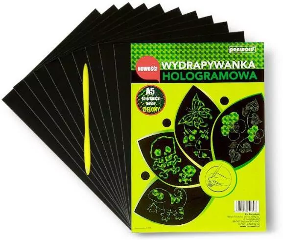 Wydrapywanka hologramowa A5 zielona - tantis.pl