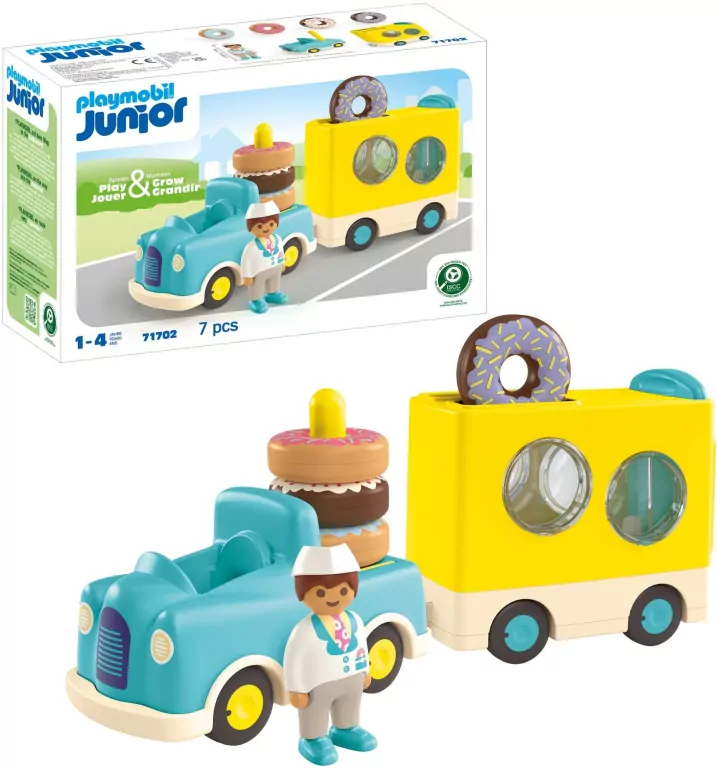 Playmobil JUNIOR Szalony Donut Truck z funkcją układania i sortowania 71702 - tantis.pl