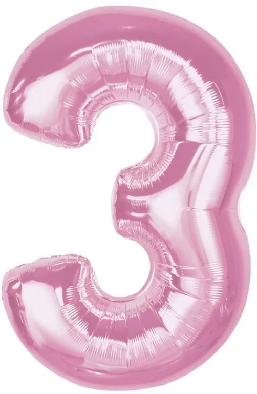 Balon foliowy cyfra 3 jasnoróżowa Smart 92cm - tantis.pl