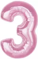 Balon foliowy cyfra 3 jasnoróżowa Smart 92cm - tantis.pl