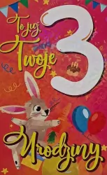 Karnet. Urodziny 3 dziewczynka