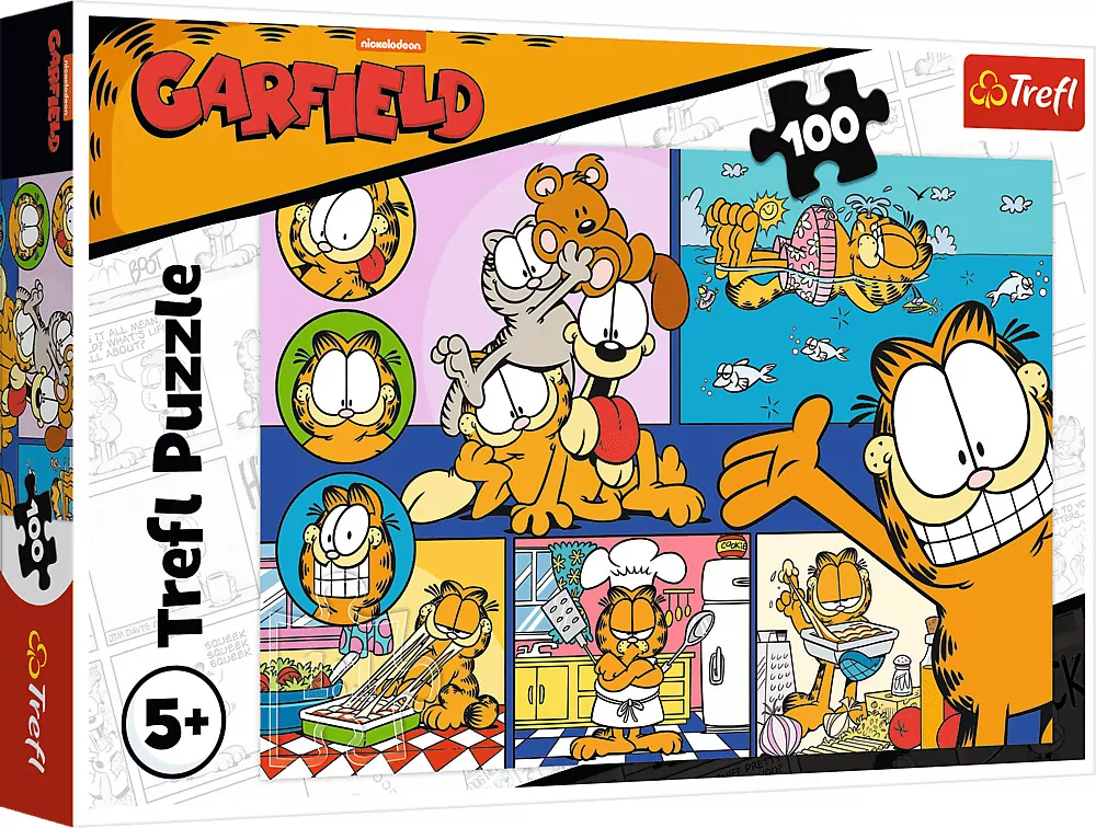 Puzzle 100 Leniwy Garfield TREFL - tantis.pl