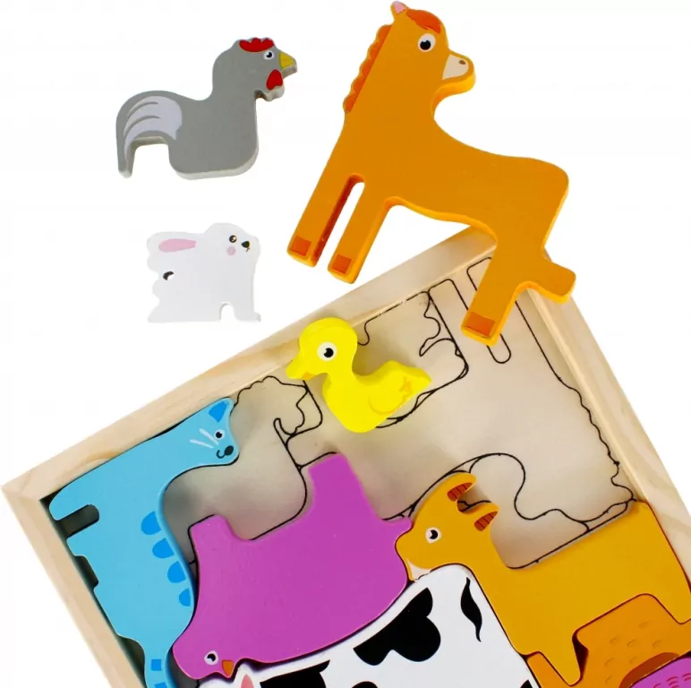 Układanka drewniana zwierzęta 12 elementów - tantis.pl