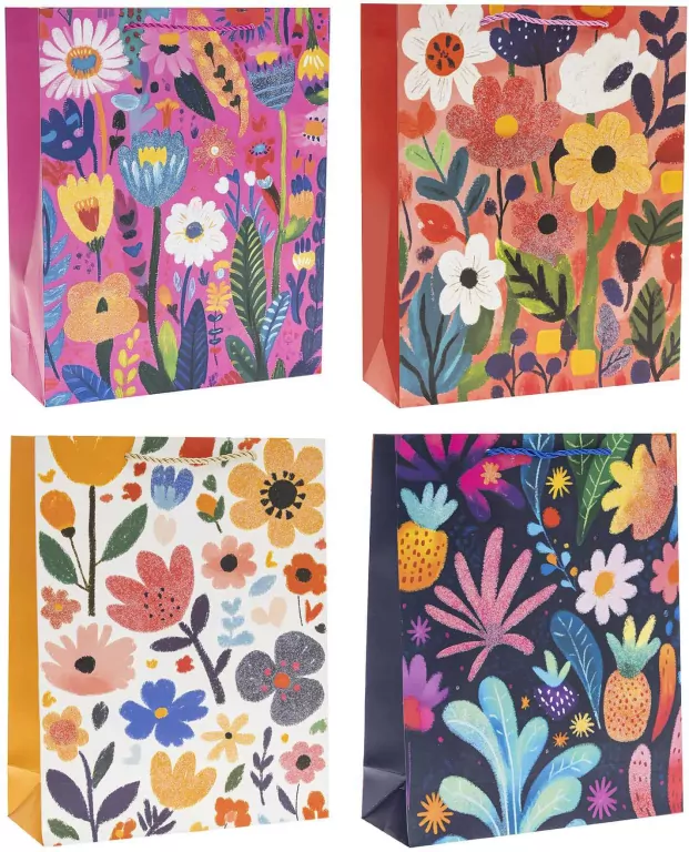 Torebka prezentowa 26x32x10cm Kwiaty MIX - tantis.pl