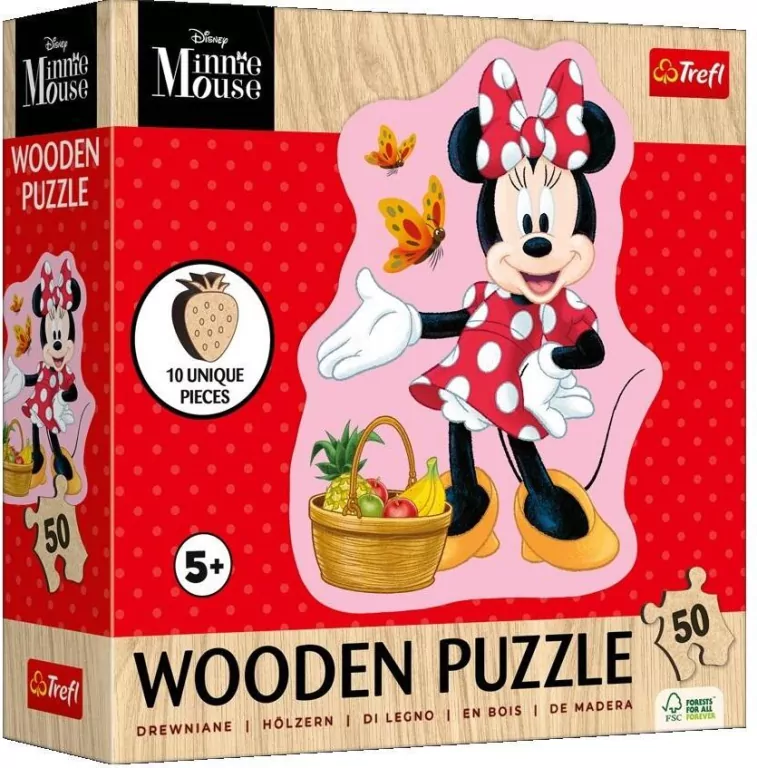 Puzzle drewniane 50 Wesoła Minnie TREFL - tantis.pl