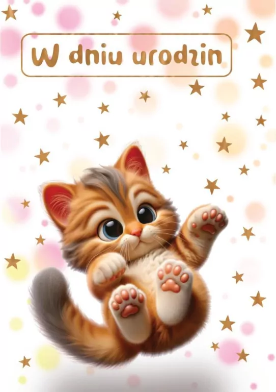 Kartka okolicznościowa W dniu urodzin kot - tantis.pl