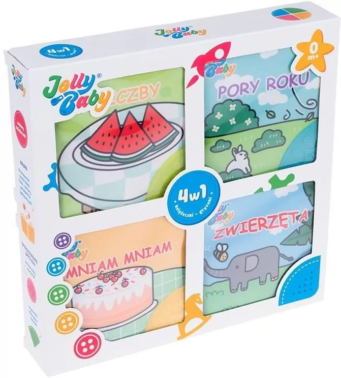 Książeczki gryzaki 4w1. Jolly Baby - tantis.pl
