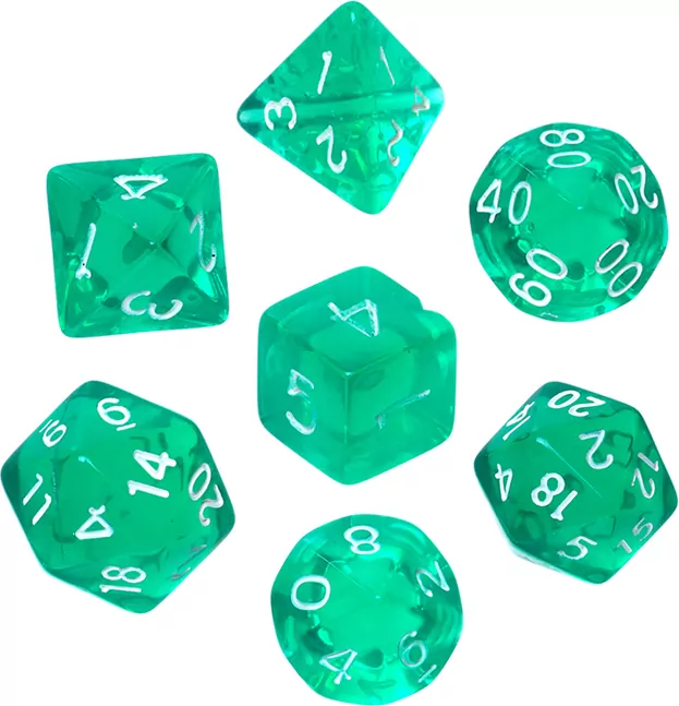 Komplet kości REBEL RPG - Mini Kryształowe - Zielone - tantis.pl