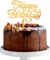 Dekoracja akrylowa na tort Happy Birthday złota - tantis.pl