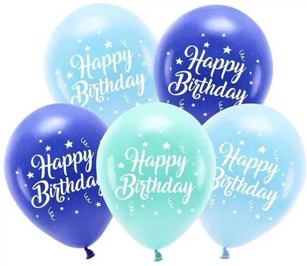 Balony Eco Happy Birthday niebieski 26cm - tantis.pl