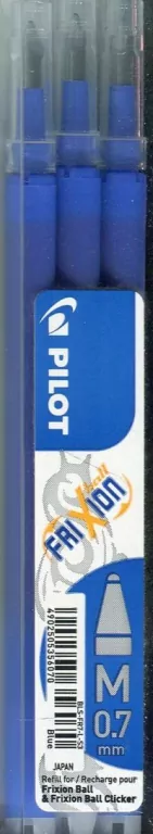 Wkłady do pióra kulkowego Pilot Frixion, 0.7 mm, niebieskie. 3 sztuki - tantis.pl