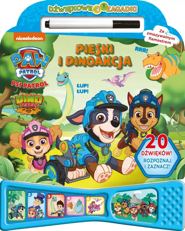 Psi Patrol. Pieski i dinoakcja. Dźwiękowe zagadki. Cz.1 - tantis.pl