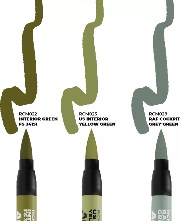 AK Interactive: Real Colors Markers - RCM109 - Set - WWII Allied Aircraft Cockpit Colors (3) - tantis.pl