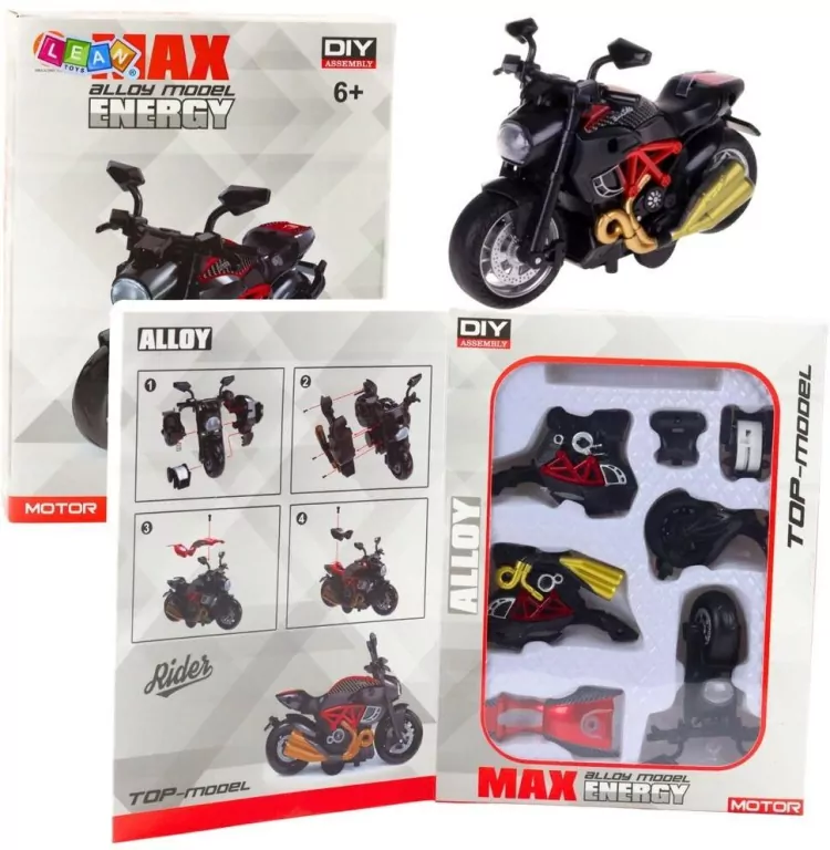 Motocykl do skręcania metalowy 1:14 czerwony - tantis.pl