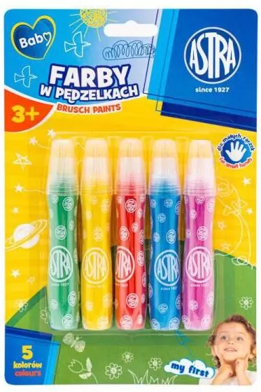 Farba w pędzelkach 5 kolorów Astra - tantis.pl
