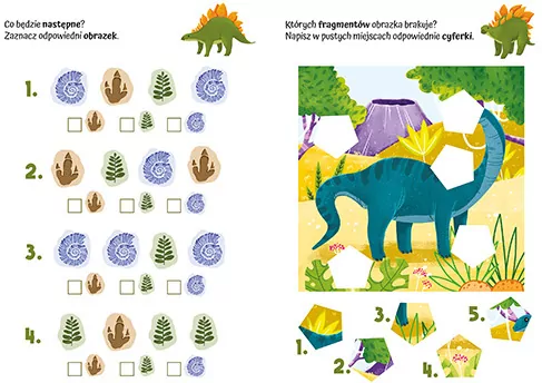 Dinozaury - wypukłe naklejki. Zagadkowy zawrót głowy - tantis.pl