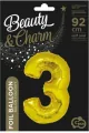 Balon foliowy. "Cyfra 3", złota, 92 cm - tantis.pl