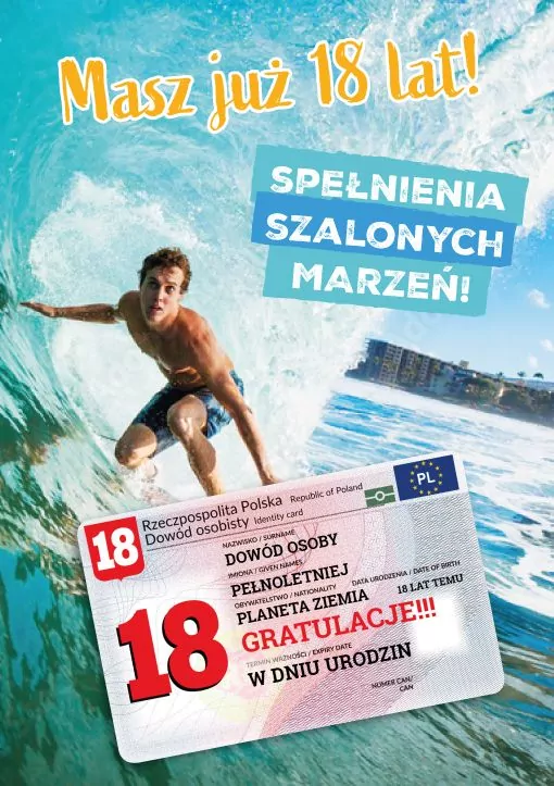 Karnet urodziny 18 - tantis.pl