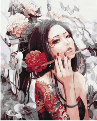 Malowanie po numerach. Dziewczyna z tatuażem