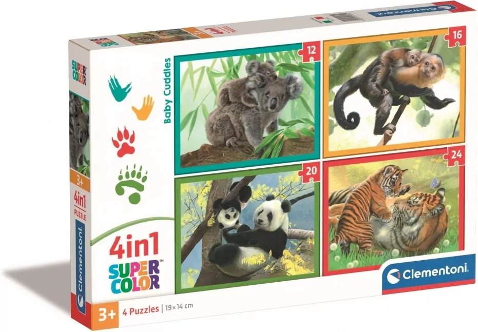 Clementoni. Puzzle 4w1. Super Kolor Baby Cuddles - tantis.pl