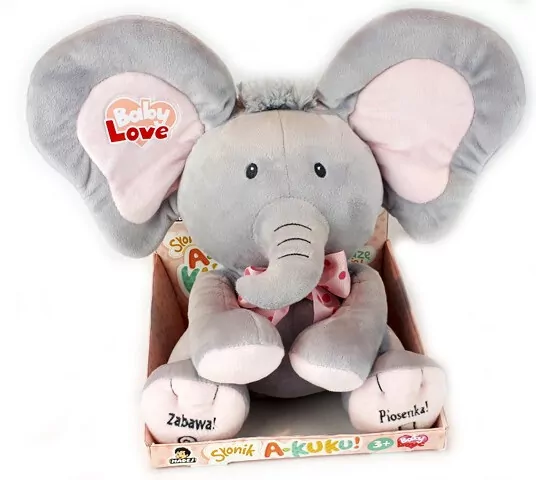 Słonik interaktywny A Kuku szaro-różowy - tantis.pl