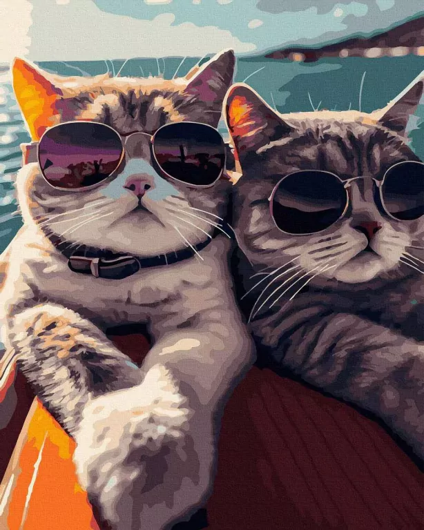 Malowanie po numerach - Koty w modnych okularach - tantis.pl
